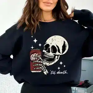 Til Death Gothic Skeleton Soda Graphic Women's Sweatshirt