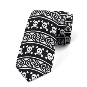 Tribal Tattoo Skull Graphic Pattern Black Tie