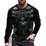 Triple Monster Skulls Layer Horror Men’s Long Sleeve T-Shirt