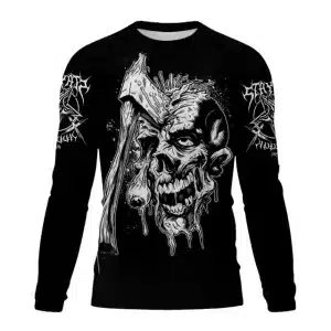 Trippy Axed Skull Scary Drip Horror Men’s Long Sleeve T-Shirt