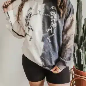 Two-Tone Dancing Skeleton Tie-Dye Women's Sweatshirt