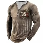 USA Skull Rock Hand Distressed Flag Men’s Long Sleeve Shirt