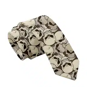 Undead Grinning Skull Pattern Horror Men's Necktie