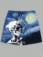 Van Gogh Starry Night Smoking Skeleton Art Men's Shorts