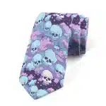 Vibrant Blue and Purple Cloud Skull Men's Necktie