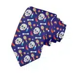 Vibrant Festive Sugar Skull & Maracas Pattern Necktie