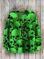 Vibrant Green Skull Collage Graphic Women's Sweatshirt