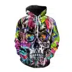 Vibrant Multicolor Graffiti Skull Art Dope Men's Hoodie