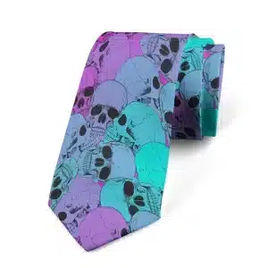 Vibrant Multicolor Skull Cascade Pattern Necktie