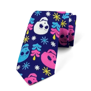 Vibrant Skull Stars Drip Cartoon Icons Men's Tie