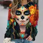 Vibrant Sugar Skull Día de los Muertos Women's Sweatshirt