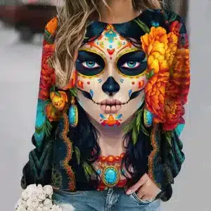 Vibrant Sugar Skull Día de los Muertos Women's Sweatshirt