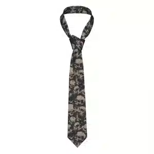 Vintage Beige Harrowing Skull Grunge Pattern Gothic Tie