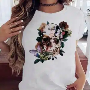 Vintage Butterfly Skull Garden Abstract Women's T-Shirt