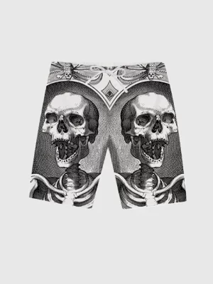 Vintage Skeleton Twins Gothic Grunge Gray Men's Shorts