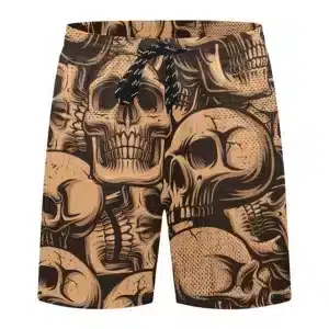 Vintage Skull Army Gothic Brown Graphic Men's Shorts