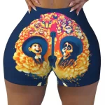 Vivid Coco Skeleton Characters Flame Women’s Biker Shorts