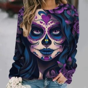 Vivid Violet Calavera Sugar Skull Gothic Women's Sweatshirt