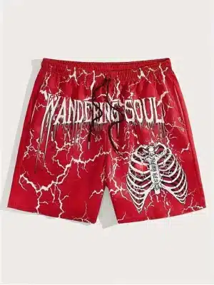 Wandering Soul Skeleton Ribcage Thunder Red Men’s Shorts