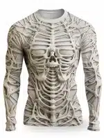 Webbed Skeleton Ribcage Design Men’s Long Sleeve T-Shirt