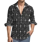 Webbed Skull Pattern Gothic Men's Long Sleeve Dress Shirt