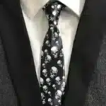 White Scary Skulls Head Pattern Black Gothic Formal Tie