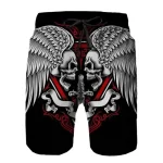 Winged Skulls and Swords Tattoo Art Graphic Swim Trunks