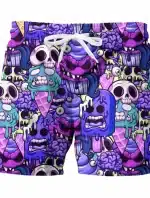 Zombie Ice Cream Brain Food Skull Graphic Men's Shorts