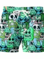 Zombie Ice Cream Brain Food Skull Graphic Men's Shorts
