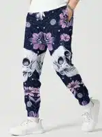 Artistic Floral Garden Skull Bloom Gothic Men's Sweatpants