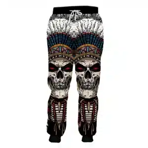 Badass Tribal Skull Warrior Print Men's Joggers