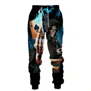 Blue Flame Skeleton Reaper Card Horror Men’s Joggers