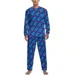 Blue Red-Eyed Skull Icon Pattern Men’s Pajamas Set