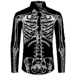 Chalk Sketch Skeleton Print Men’s Long Sleeve Dress Shirt