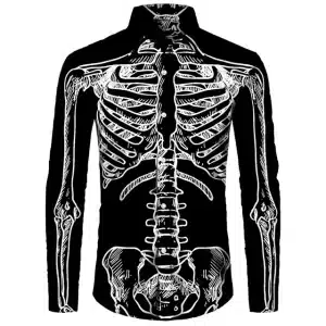 Chalk Sketch Skeleton Print Men’s Long Sleeve Dress Shirt