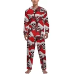 Christmas Skull Santa Hat Graphic Men’s Pajamas Set