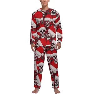 Christmas Skull Santa Hat Graphic Men’s Pajamas Set