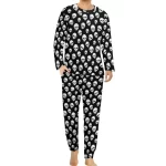 Classic Black and White Skull Pattern Men’s Pajamas Set