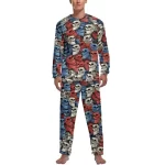 Classic Blue & Red Skull All Over Print Men’s Pajamas Set