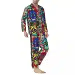 Colorful Day of the Dead Sugar Skull Men’s Pajamas Set