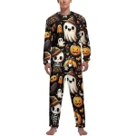 Cute Halloween Ghost Pumpkin Skeleton Men’s Pajamas Set