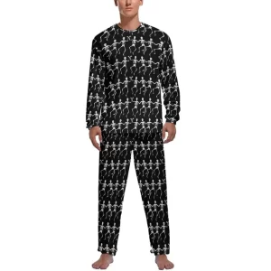 Dancing Skeletons Chain Pattern Black Men’s Pajamas Set