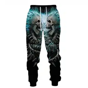 Dual Monster Skull Rock Thunder Glow Men's Sweatpants