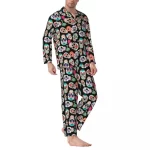 Festive Sugar Skull Icons Pattern Black Men’s Pajamas Set