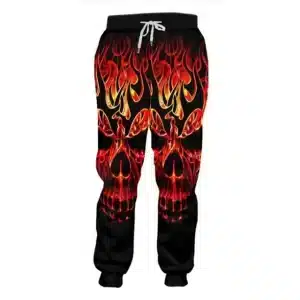 Fiery Demon Skull Flame Graphic Horror Men's Joggers