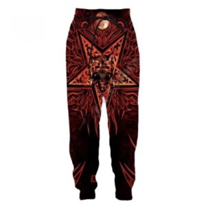 Fiery Pentagram Flame Skull Horror Men's Sweatpants