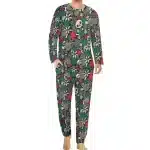 Floral Leaves Skull Festive Pattern Men’s Pajamas Set