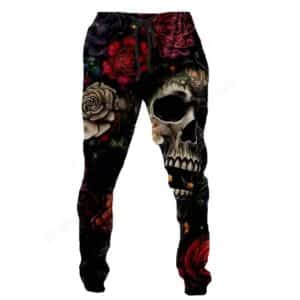 Gothic Dark Floral Skull Rose Graphic Men's Joggers