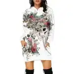 Gothic Floral Garden Skull Skeleton Spine White Hoodie Dress