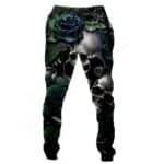 Gothic Floral Rose Silver Skull Men's Sweatpants